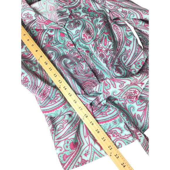 Jones New York Women Blouse Tie front Small Green Pink Paisley Small - Picture 12 of 15